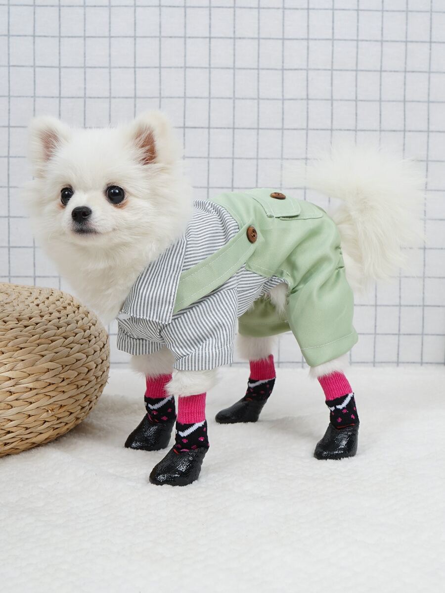 4pcs Waterproof Pet Socks - Multicolor - View 1