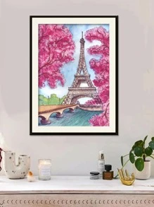 1件套塔圖案DIY無邊框水鑽繪畫