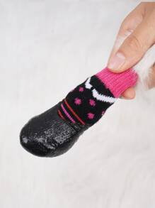 4pcs Waterproof Pet Socks - Multicolor - View 5
