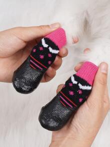 4pcs Waterproof Pet Socks - Multicolor - View 7