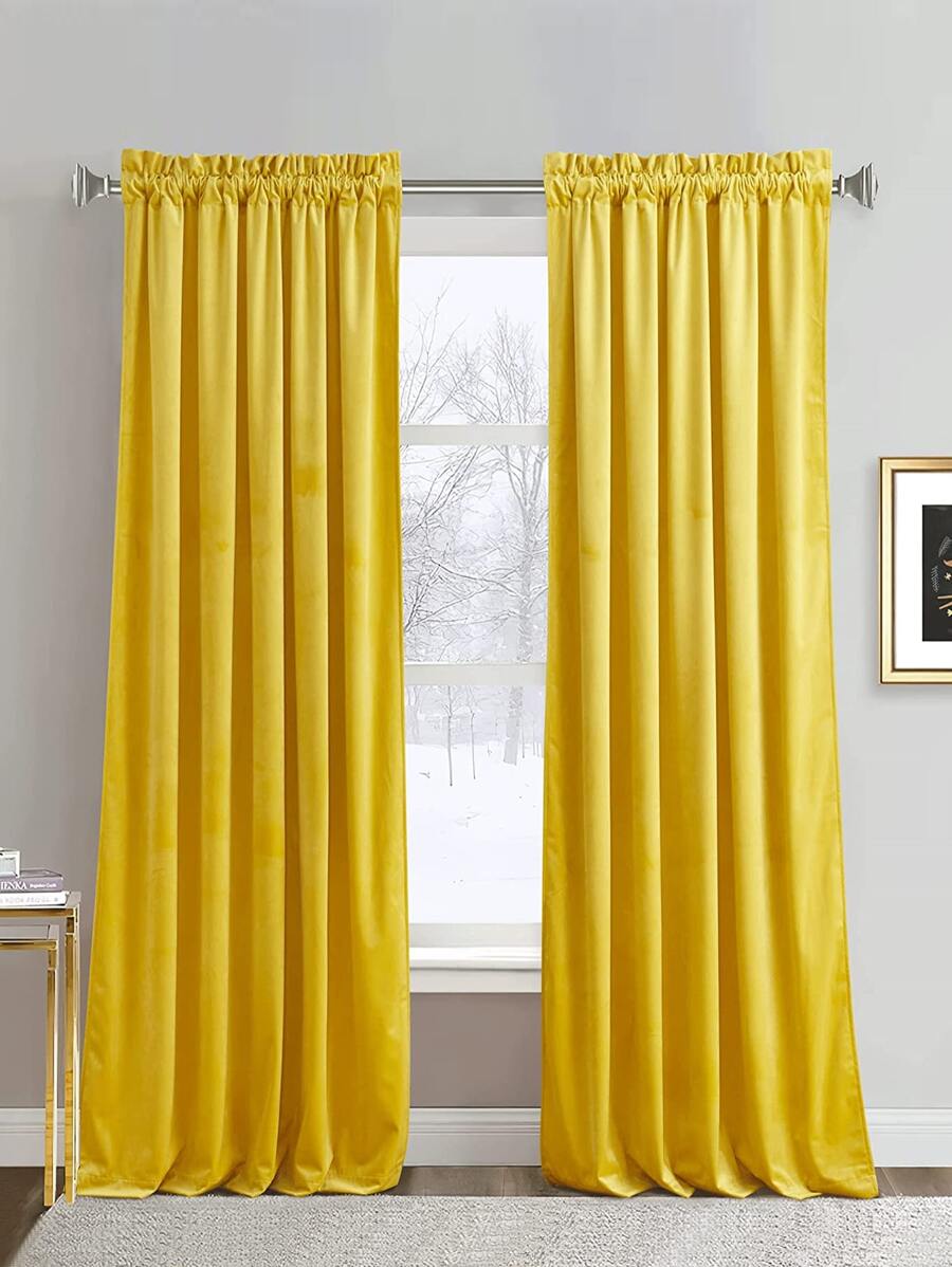 Cortina una sola pieza unicolor - Amarillo - Ver 1