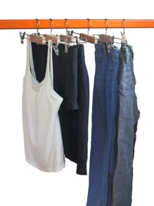 3pcs Pants Hanger With Clothespin - Silver - View 2