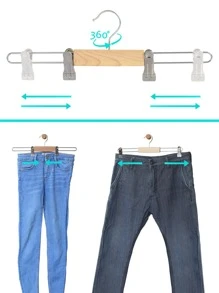 3pcs Pants Hanger With Clothespin - Silver - View 3