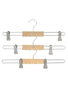 3pcs Pants Hanger With Clothespin - Silver - View 4