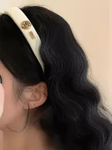 Diadema decorativa con flores, un regalo elegante perfecto para amigos para uso diario, diademas, aros de pelo - Blanco - Ver 1