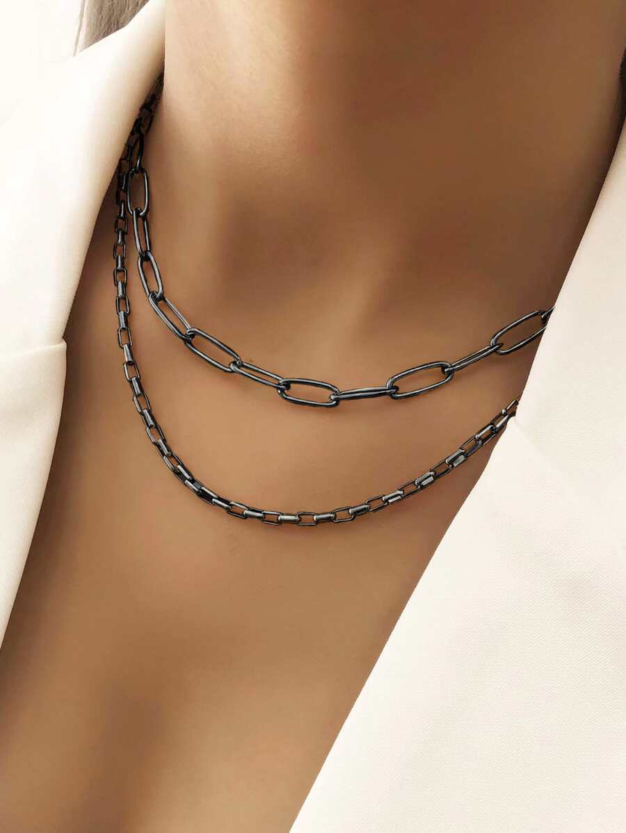 2 piezas Collar de cadena minimalista