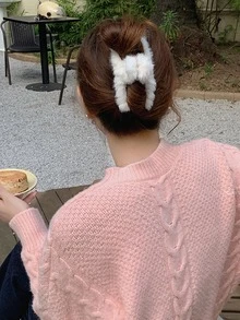 3pcs Solid Fuzzy Hair Claw - Multicolor - View 2