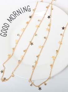 Bộ 2 chiếc dây cài tóc hình ngôi sao năm cánh đính đá, phụ kiện tóc tua rua cho nữ với họa tiết ngôi sao đính đá, phụ kiện đội đầu, kẹp tóc. - Vàng - Xem 4