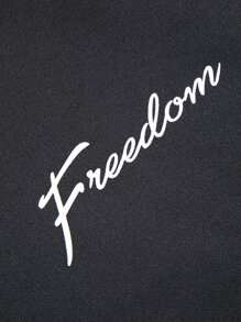 Manfinity Homme Men Letter Graphic Colourblock Kangaroo Pocket Drawstring Hoodie - Black - View 4