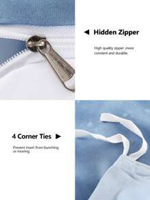 3入組多色印花藏藍底花卉圖案帶蕾絲邊床上用品套裝 - 彩色 - 查看 6