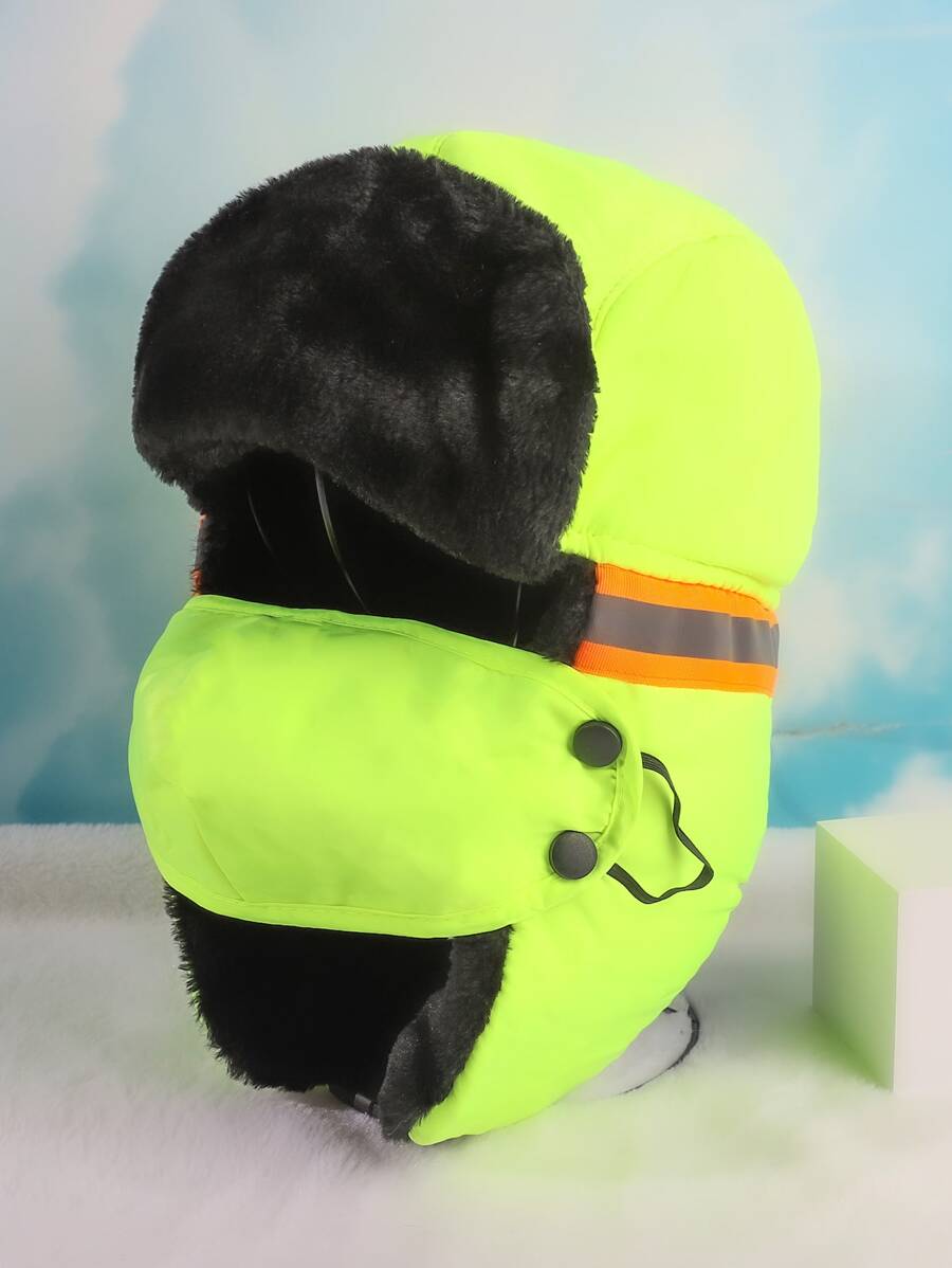 男士雷鋒帽帶口罩 - 青檸色 - 查看 1