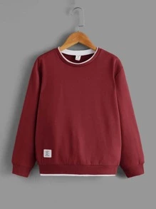 SHEIN Boys Patched Detail 2 In 1 Pullover - Burgundy - View 1