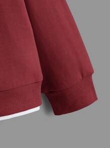 SHEIN Boys Patched Detail 2 In 1 Pullover - Burgundy - View 4