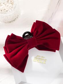 Bow Decor Hair Claw - Burgundy - View 6