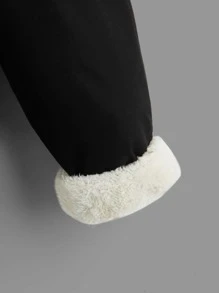 SHEIN Young Boy Drawstring Waist Teddy Lined Pants - Black - View 5