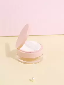 1pc Empty Loose Powder Container With Puff, Plastic Loose Face Powder Compact Case Cosmetic, Refillable Powder Puff Box Loose Powder Box With Sifter - Baby Pink - View 2