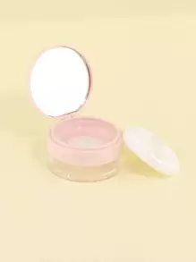 1pc Empty Loose Powder Container With Puff, Plastic Loose Face Powder Compact Case Cosmetic, Refillable Powder Puff Box Loose Powder Box With Sifter - Baby Pink - View 3