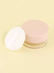 1pc Empty Loose Powder Container With Puff, Plastic Loose Face Powder Compact Case Cosmetic, Refillable Powder Puff Box Loose Powder Box With Sifter - Baby Pink - View 4