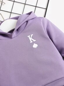 SHEIN Baby Boy Playing Card Print Sweatshirt - Lilac Purple - View 4