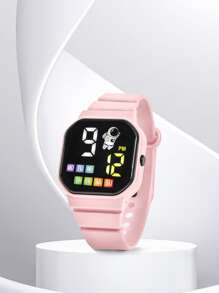 Geometric Dial Digital Watch - Pink - View 1