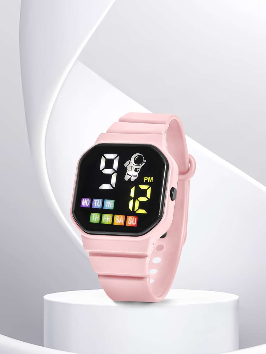 Geometric Dial Digital Watch - Pink - View 1