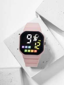 Geometric Dial Digital Watch - Pink - View 3