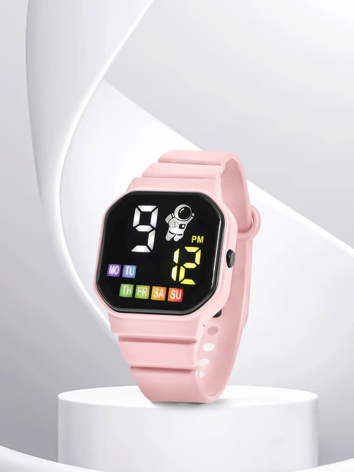 Geometric Dial Digital Watch - Pink - View 5