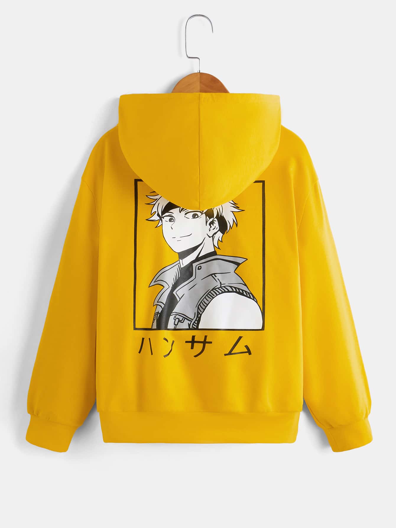 SHEIN 男孩日本字母和卡通圖案連帽衫