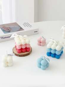 1pc Geometric Silicone Mold, Cube Shaped Candle Silicone Mold, White Silicone Cube Candle Mold For DIY