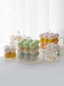 1pc Geometric Silicone Mold, Cube Shaped Candle Silicone Mold, White Silicone Cube Candle Mold For DIY