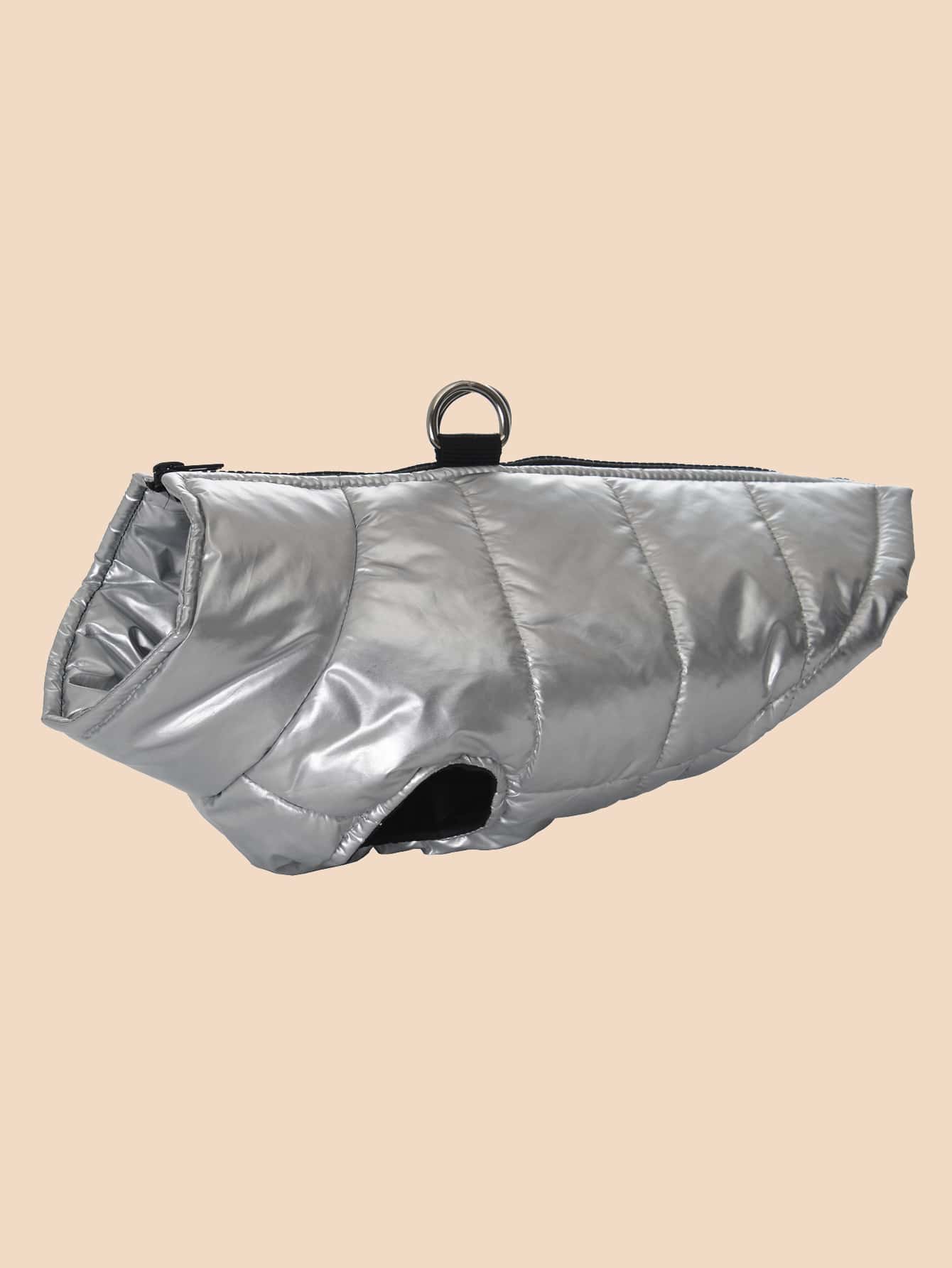 1件銀色防水寵物外套,具有金箔印花風格 - 銀色 - 查看 1