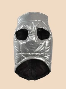 1件銀色防水寵物外套,具有金箔印花風格 - 銀色 - 查看 3