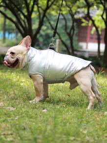 1件銀色防水寵物外套,具有金箔印花風格 - 銀色 - 查看 7