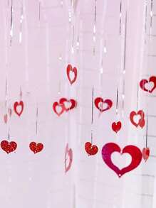 1 套全息心形花环，红色花环挂绳心形，情人节装饰，适用于家庭结婚周年派对装饰 - 紅色 - 查看 2