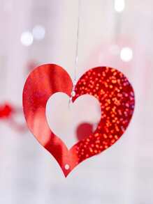 1 套全息心形花环，红色花环挂绳心形，情人节装饰，适用于家庭结婚周年派对装饰 - 紅色 - 查看 4