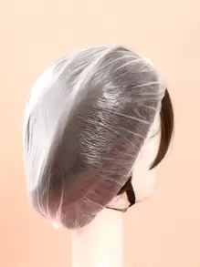 Mũ tắm dùng một lần, 100 chiếc mũ tắm lớn hơn dày trong suốt chống nước bằng nhựa đàn hồi mũ tắm cho phụ nữ, phụ kiện du lịch khách sạn chăm sóc tóc dưỡng ẩm sâu đồ dùng vệ sinh - Trong sáng - Xem 2