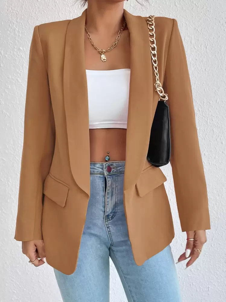 RosyDaze Sólido Gola Xaile Blazer | SHEIN PT