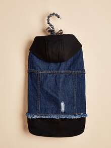 連帽寵物牛仔夾克 - 藍色 - 查看 3