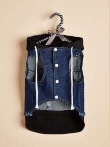 連帽寵物牛仔夾克 - 藍色 - 查看 5