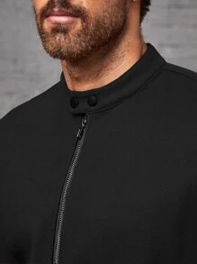 Manfinity Homme 男士鬆身斜口拉鍊外套