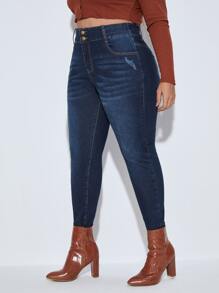 SHEIN SXY Plus Skinny Jeans - Dark Wash - View 4