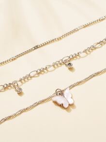Collana a catena a strati con decorato farfalla