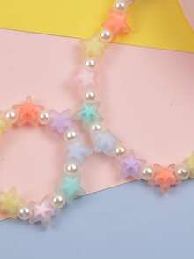 2pcs Girls Star & Faux Pearl Decor Jewelry Set - Multicolor - View 2