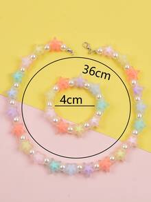 2pcs Girls Star & Faux Pearl Decor Jewelry Set - Multicolor - View 3