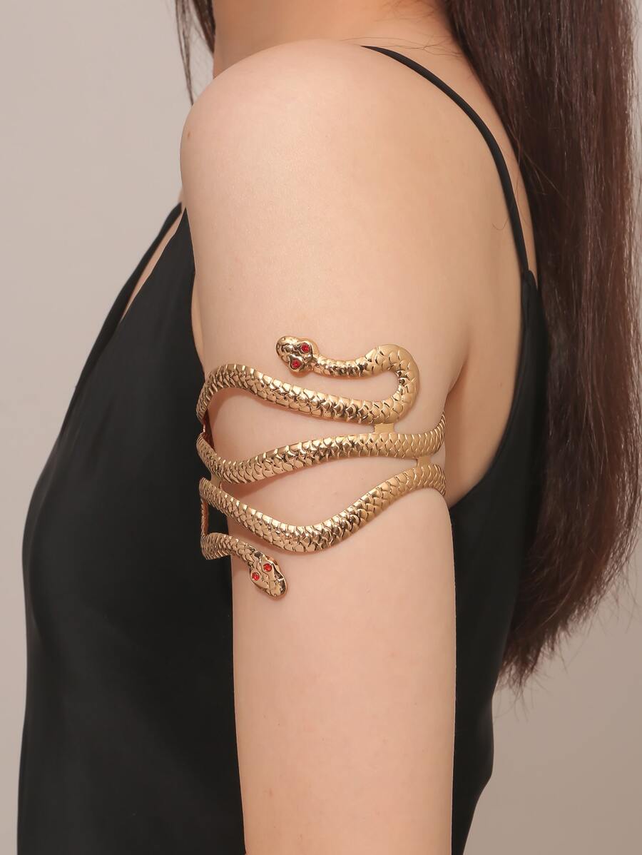 Rhinestone Decor Snake Design Arm Cuff