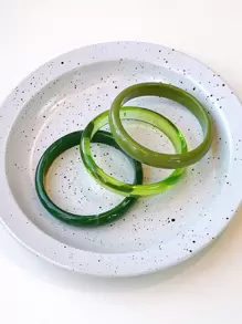 3pcs/Set Fashionable Green Bracelet Set, Mixed Color Acrylic Bangle Bracelets, Vintage Chic Bohemian Elegant Cuff Bracelets For Women, Unique Design Luxury Party Jewelry Gift - Multicolor - View 2