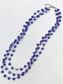 珠子裝飾多層次項鍊 - 寶藍色 - 查看 2