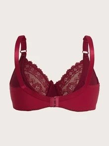Sujetador con encaje en contraste con diseño de lazo con aro - Burdeos - Ver 2