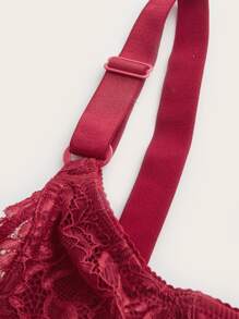 Sujetador con encaje en contraste con diseño de lazo con aro - Burdeos - Ver 4