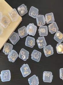 10 piezas Cajas de almacenamiento transparentes para joyas para escritorio doméstico - Blanco - Ver 1